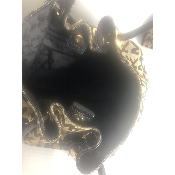 Michael Kors Jet Set Lg Gathered Tote Bag Purse Signature Brwn/black with Wallet - Picture 8 of 9